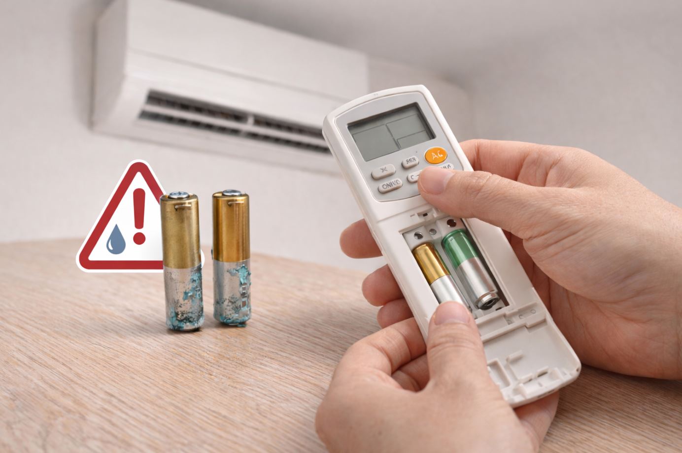 冷氣長期不使用？記得取出遙控器電池，避免漏液損壞