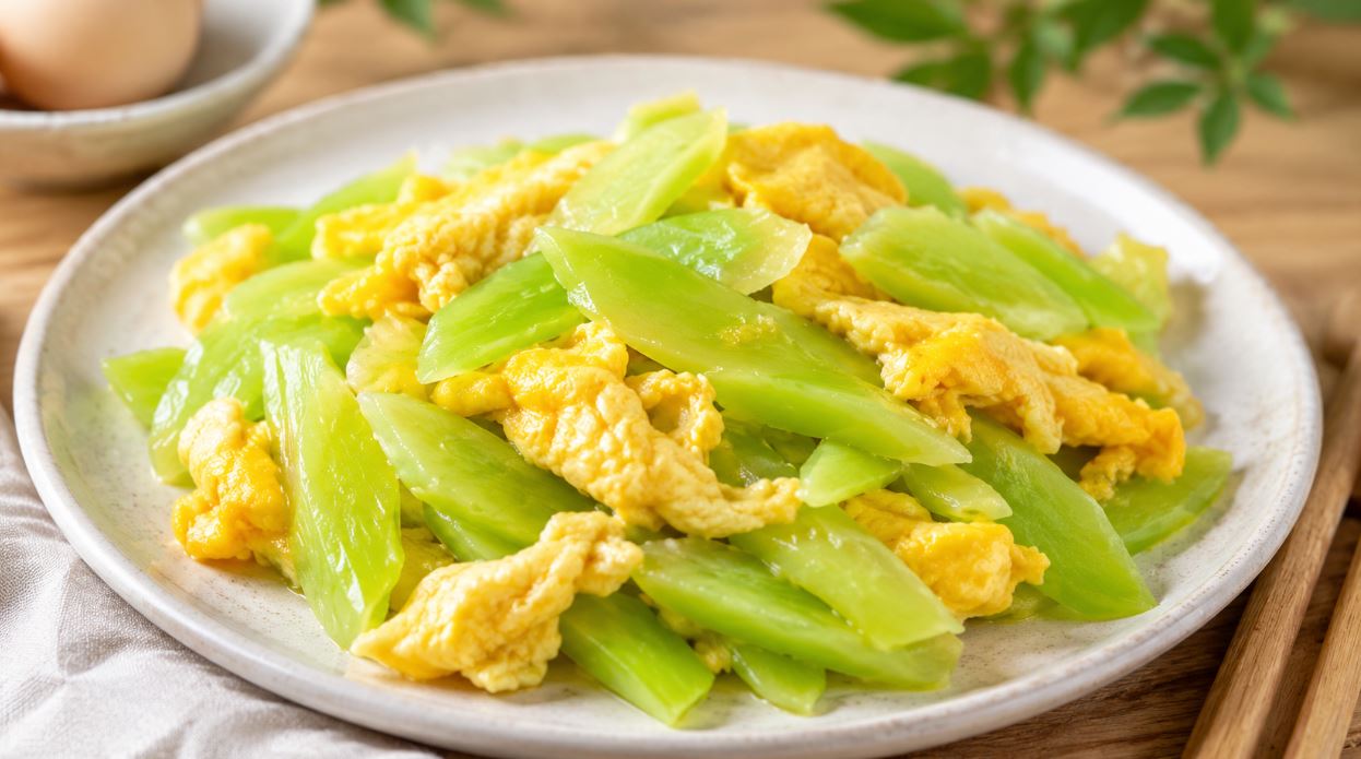 家常萵筍炒土雞蛋｜低油清爽、高營養的快速上桌菜