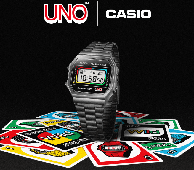 UNO 與 Casio 聯名推出限量款手錶：經典 A168 搭配 UNO 元素