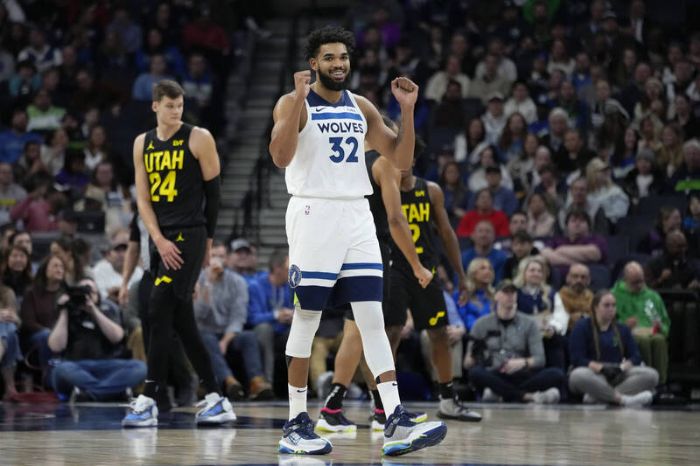 NBA巨星湯斯驚人表現,狂砍32分、搶下11籃板,加上戈貝爾實現雙十成就,使灰狼的戰績傲視整個聯盟