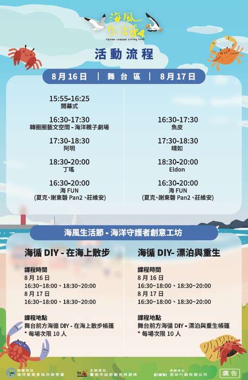 暑假壓軸海洋盛會　「2025海風生活節」8月16、17日黃金海岸熱鬧登場