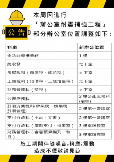 屏東縣財稅局辦公環境提升，共同創造更安全的工作空間