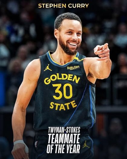 Stephen Curry榮獲2024-25賽季NBA最佳隊友獎