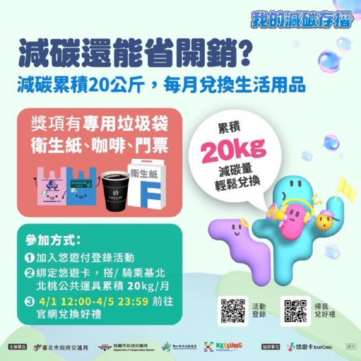 共同參與「我的減碳存摺」運動，月月抽大獎，享受綠意生活！