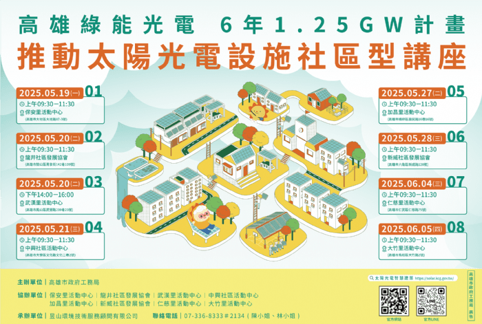 高雄市推動綠能政策，社區型講座邀您一起「種電賺綠金」